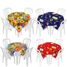 Kit 4 a 12 Toalhas de Mesa Festa Junina Festa Caipira Arraia TNT Estampado 70x70 Cm Festas