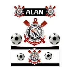Topo Topper de Bolo Futebol Corinthians Personalizado com Nome e Idade - já vai montado palito / entrega rápido