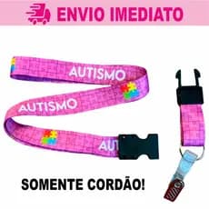 Cordão Autismo Rosa Quebra-Cabeça Premium Com Engate / Trava Tic Tac / Envio Imediato