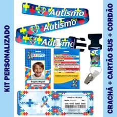 Kit Completo Crachá autismo + cordão Premium Austista + Cartão do Sus Tudo Personalizado - Envio rápido