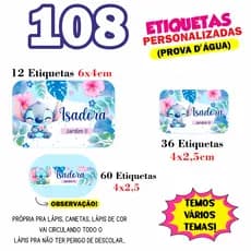 Kit 108 etiquetas adesivos escolar Personalizadas - Vinil Prova d´água com 3 TAMANHOS - JÁ VAI COM RECORTE