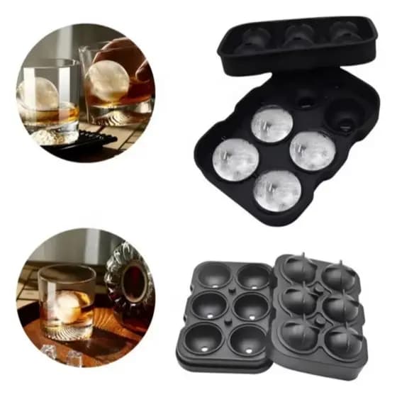 Forma de Gelo Silicone 6 Esferas Bola Grande Redonda Flexível Bar Whisky Drinks Negroni