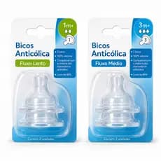 Kit Com 2 Bicos De Mamadeira Anti-Cólica Bico De Silicone Macio Para Bebê 1m+ 3m+ Fluxo Lento Fluxo Médio Alta Qualidade