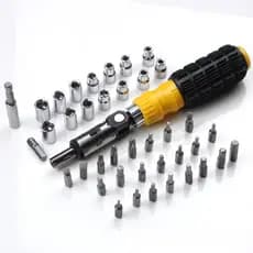 Kit De Ferramentas Chave Catraca Reversível 40 Peças Cinzenta Com Maleta Jogo Completo Soquetes