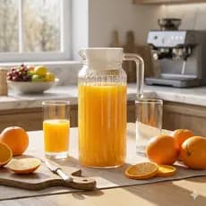 Jarra De Vidro 1 Litro Com Tampa E Alça Para Suco Água Geladeira Mesa Cozinha Elegante Resistente Prática Uso Diário Lar
