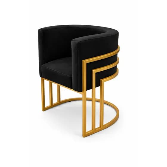Cadeira Poltrona Sala ,de Jantar, Quarto, Leitura, Recepção Luna Base Tripla Dourada Reforçada Suede Preta
