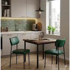 Cadeira Naty Ferro Reforçada Resistente Cozinha, Sala de Jantar, Estofada Courino Premium Modernidade e Elegância- Verde