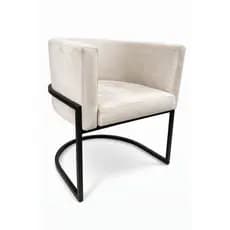 Poltrona Cadeira Decorativa Recepção, Consultório, Sala, Moderna e Reforçada Base de Ferro Preta Suede Bege Luxo