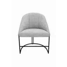 Poltrona Cadeira Decorativa Consultório, Mesa De Jantar, Salão, Cozinha, Pés Metálicos Preto Suede Premium Cinza Claro