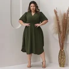 Vestido Feminino Transpassado Pluz Size Moda Evangélica Duna