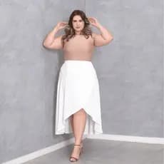Saia Longa Envelope Transpassada Plus Size com Amarração Elegante Tendência Evangélica