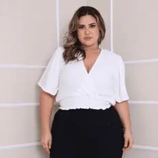 Cropped Feminino Size Decote Transpassado Acinturado