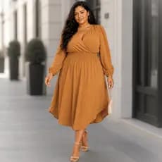 Vestido Transpassado Manga Longa Feminino Com Abertura Lateral Discreta Moda Evangélica