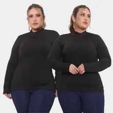 Kit 2 Blusas Térmica Cacharrel Básica Gola Alta Segunda Pele Peluciado Outono/Inverno Plus Size