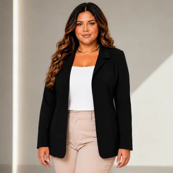 Casaco Social Plus Size Moda Executiva Básico Terno Feminino Estruturado