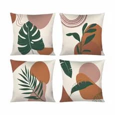 Kit c/ 4 Capas de Almofada Decorativas Modern Print 45x45 - Folhagem Natural