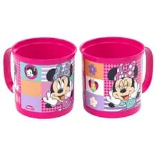 Kit com 2 Copos Giratórios da Minnie Rosa Xícara 360ml Plástica Livre BPA Infantil