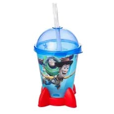 Copo de Foguete Infantil com Tampa e Canudo 280ml Astronauta Toy Story Original