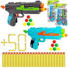2 Arminhas Lança Bolinhas Pistola Nerf +56 Dardos que Grudam
