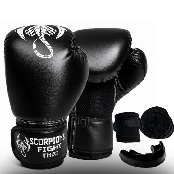 Kit Luva De Boxe + Bandagem + Bucal Muay Thai Kickboxing Treino