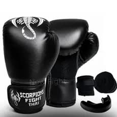 Kit Luva De Boxe + Bandagem + Bucal Muay Thai Kickboxing Treino