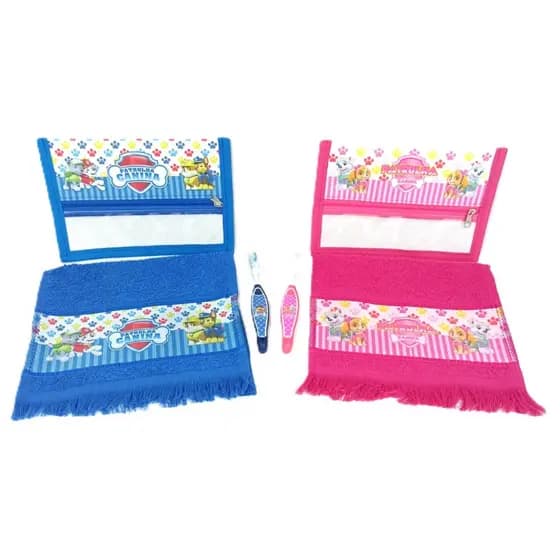 Kit Creche Porta Escova Toalha Lavabinho Escova de Dente Patrulha Canina para Creche Escola
