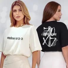 Camiseta Feminina Oversized 70x7 - 100% Algodão Premium - Cristã - Moda Streetwear
