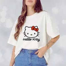 Camiseta Oversized Feminina Hello Kitty  100% Algodão Premium -  - Moda Streetwear
