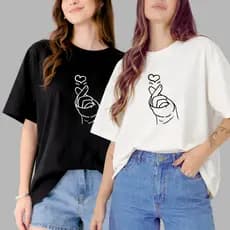 Camiseta Oversized Feminina 100% Algodão Premium - CORAÇÃO DORAMA - Moda Streetwear