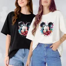 Camiseta Oversized Feminina Mickey 100% Algodão Premium - Moda Streetwear
