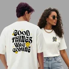 Camiseta Oversized Masculina 100% Algodão Premium - COISAS BOAS ESTÃO POR VIR - Moda Streetwear