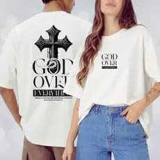 Camiseta Oversized GOD OVER EVERYTHING Unissex 100%  Algodão Premium - Cristã  Moda Streetwear