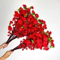 Hastes De Flores De Cerejeira Artificial , Flor De Pêssego , Decoração De Casamento 65cm A-504VERMELHO