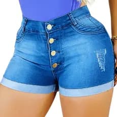 Short Feminino Jeans Com Lycra Da Moda 4 Botoes Sofisticação e Elegancia em Estilo Atemporal