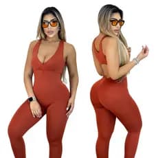 Macacão Suplex Feminino Longo Gringa Com Zero Transparência Moda Premium Fitness Macaquinho