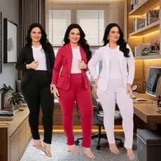 Conjunto Plus Size Calça Blazer Alfaiataria Feminino Social
