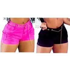 Kit Shorts Coloridos Linha Premium Com Corrente Look Despojado e Sofisticado ideal Para o Verão