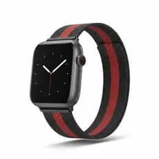 Pulseira Metal Aço Para Smart Watch 42/44mm Preto E Vermelho Preto E Vermelho 2.5 Cm
