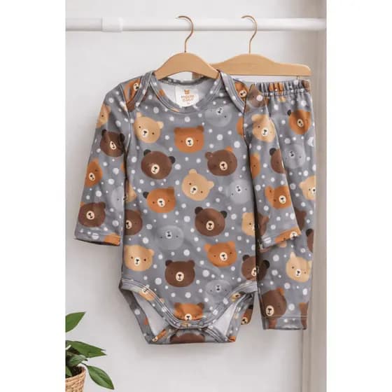 Conjunto Térmico Bebê Pagão Ursinhos Chumbo
