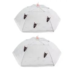 Kit com 2 Telas Protetoras para Alimentos de Tule 53cm Guarda-chuva para Alimentos