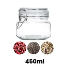 Pote Hermético 450 ml de Vidro com Fechamento Metal Clink