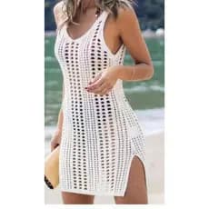 SAIDA DE PRAIA TRICÔ FEMININA VAZADO TUNICA TRAJE DE BANHO VERÃO