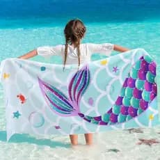Toalha de Banho SEREIA Praia Piscina Felpa Estampada Infantil Toalha Grande