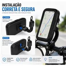 Suporte Celular Universal Para Bicicleta Moto Com Capa Prova D'água 360° Ajustável Antivibração