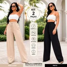 Calça Pantalona Moda Feminina Cintura Alta Alfaiataria Premium Com Bolso Elegante Confortável