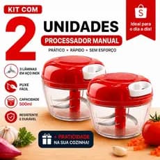 Triturador De Alimentos Manual Processador Alho Legumes Verduras 3 Laminas 500ml Promocao