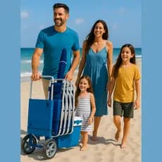 Carrinho De Praia Mor Alúminio C/Avanço Vira Mesa Com Porta Copos Transporta Cadeiras Caixa Térmica