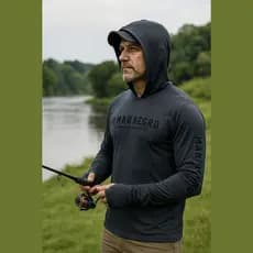 Camisa Pesca Mar Negro X-protect P M G GG G1 G2 G3 Poliamida Capuz Luva Proteção Solar 50+