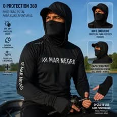 Camisa De Pesca Mar Negro X-Protect 360o Capuz Buffer 50 UPF Camiseta Blusa Com Proteção Solar