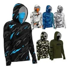 Camisa De Pesca Mar Negro X-Protect 360 Camiseta Capuz Buffer 50UPF Proteção UV Proteção do Sol